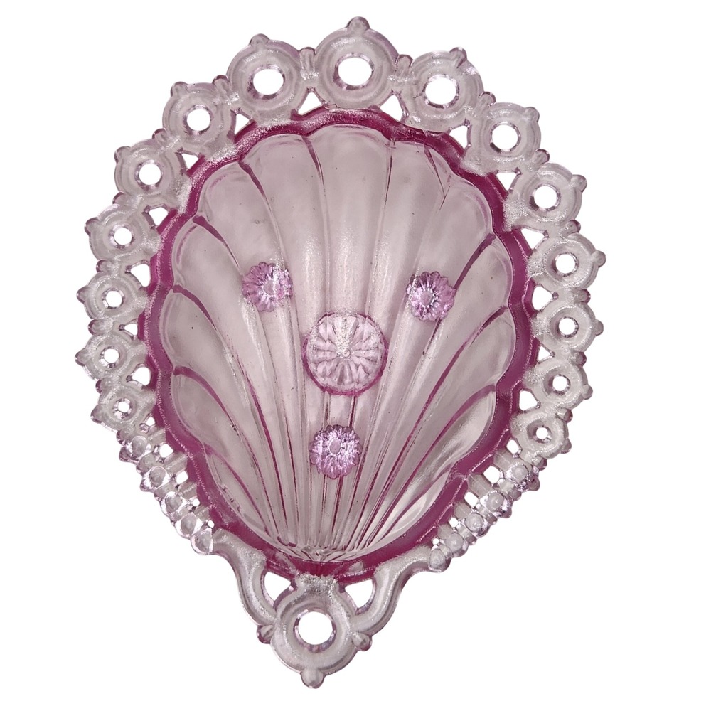 Fenton Pink Seashell‎ 95th Anniversary Candy Soap Dish 3 Footed